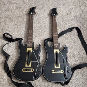 Black Guitar Hero Controllers with Straps and dongles